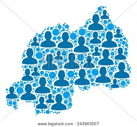 Population Rwanda Map. Demography Vector Collage Of Rwanda Map Designed Of Random Human Elements And