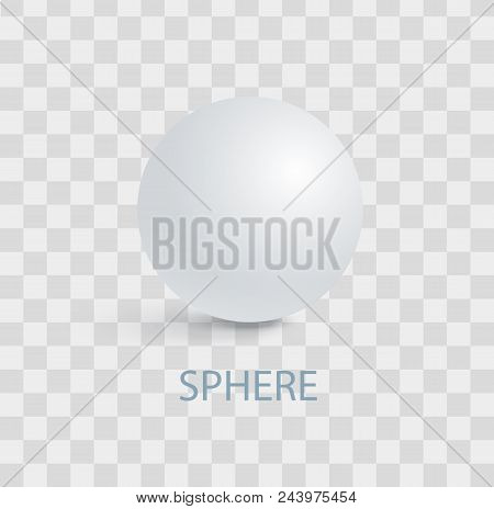 Sphere Of White Color, Poster With Geometric Shape In 3d, Rounded Form With Headline Below, Banner V