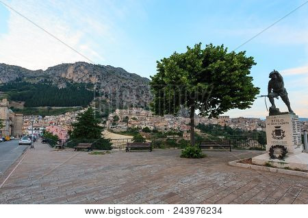 Stilo, Italy - June 10, 2017: Evening Twilight Old Medieval Stilo Famos Calabria Village View, South