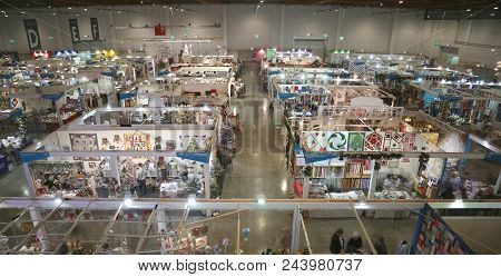 Vicenza, Vi, Italy - October 21, 2017: Many Stands Of The Great Exhibition Fair Called Abilmente Wit