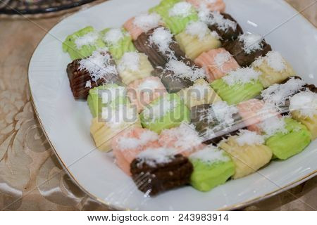 Gethuk Getuk Or Sweet Steamed Loaf Of Pounded Cassava Is Jajanan Traditional Exotic Food From Indone