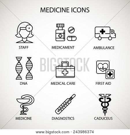 Vector Illustration Concept. Special Medical Facilities And Equipment - First Aid, Ambulance, Medica