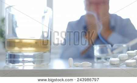 Addicted Person Drink Alcohol And Consume Drugs