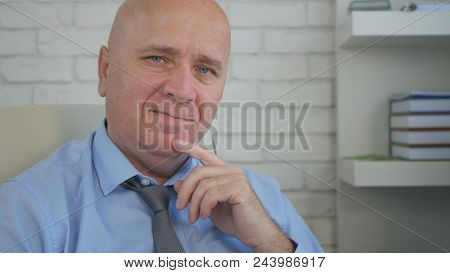 Pleased And Happy Businessman Image In Office Room