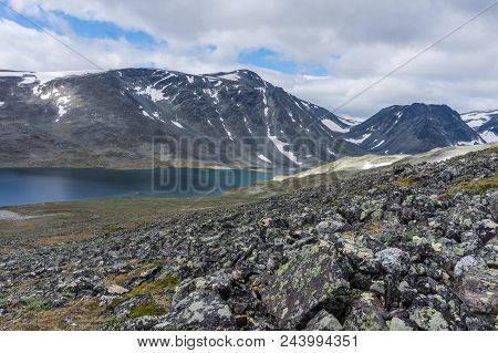 Ovre And Nedre Steinbuvatnet Lake In Jotunheimen National Park, Norway
