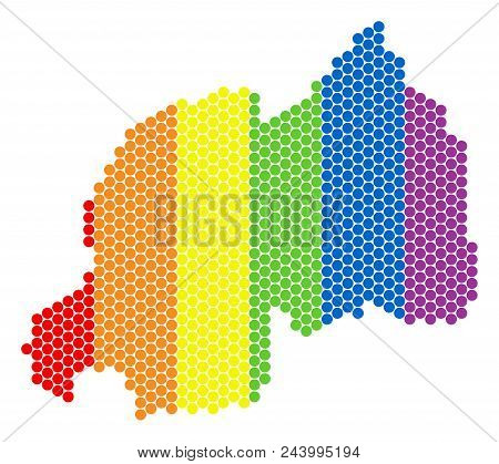 A Dotted Lgbt Rwanda Map For Lesbians, Gays, Bisexuals, And Transgenders. Color Vector Concept Of Rw