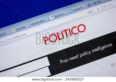 Ryazan, Russia - June 05, 2018: Homepage Of Politico Website On The Display Of Pc, Url - Politico.co