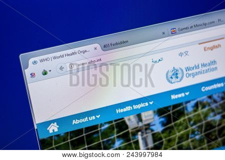 Ryazan, Russia - June 05, 2018: Homepage Of World Healt Organisation Website On The Display Of Pc, U