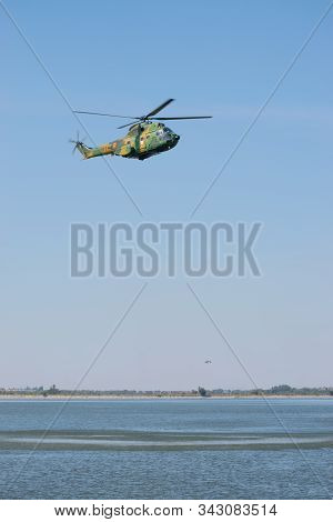 Bucharest/ Romania - Aeronautic Show - September 21, 2019: An2 Airplane Flying In The Sky.