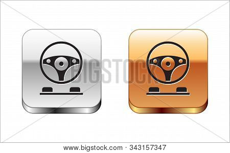 Black Racing Simulator Cockpit Icon Isolated On White Background. Gaming Accessory. Gadget For Drivi
