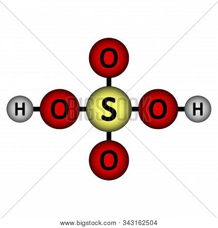 Sulfuric Acid Molecule Icon On White Background. Vector Illustration.