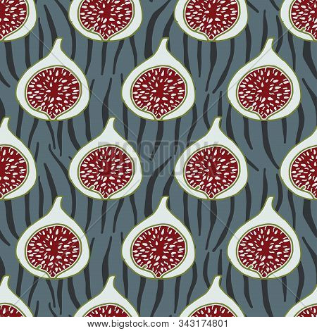 Vector Repeat Seamless Pattern With Sweet Figs. Can Be Used For Holiday Giftwrap, Fabric, Wallpaper,
