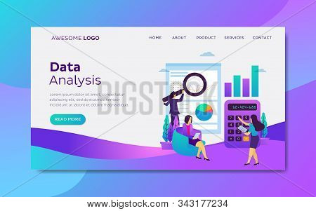 Data Analysis Landing Page Template Vector Illustration