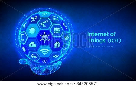 Iot. Internet Of Things Concept. Everything Connectivity Device Concept Network, And Business With I