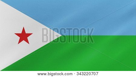 Djibouti Flag. Waving Flag Of Djibouti 3d Illustration. Djibouti City