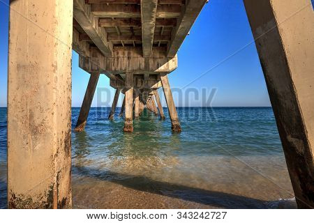 Deerfield Beach Pier Under A Blue Sky