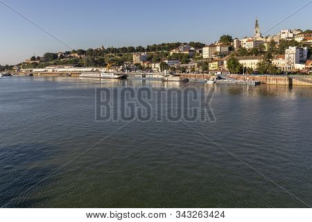 Belgrade, Serbia - August 12, 2019: Panorama From Branko Bridge To Old Town (stari Grad) Of City Of 