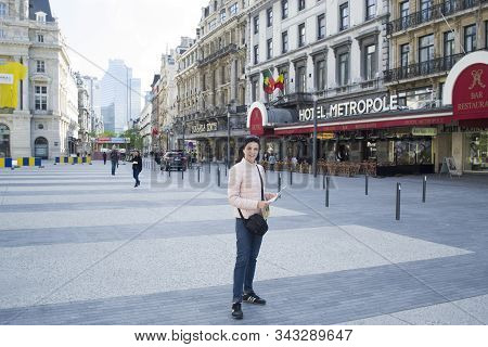 Brussels, Belgium - 6th June, 2019: The Legendary Hotel Metropol. Historic City Center, The Heart Of