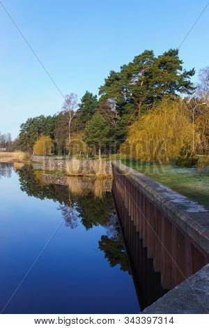 Early Morning On The River Lielupe, In Jurmala.