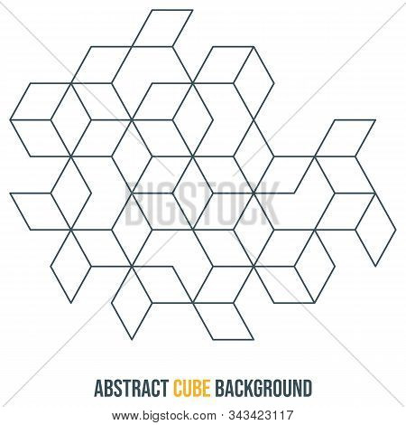 Abstract Line Background. Isometric Cube Or Boxes Backdrop. Technological Geometric Design. Editable