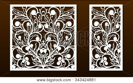 Laser Cut Panel Template, Anstract Floral Pattern. Stencil For Wood Or Metal Cutting, Carving, Paper
