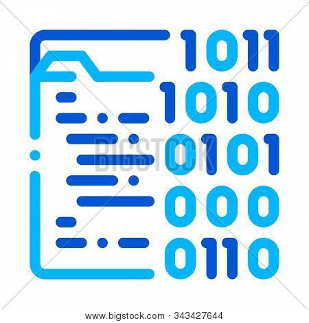 Binary File Coding System Vector Thin Line Icon. Coding System, Data Encryption Linear Pictogram. We