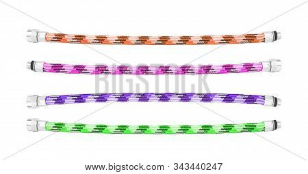 Taps And Green Hose Isolated On A White Background