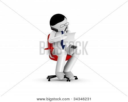 3D liikemies käyttää puhelinta