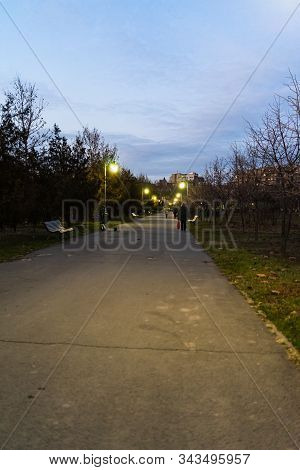 People Walking In The Izvor Park, At Evening In Bucharest, Romania, 2020