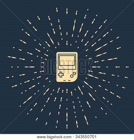 Beige Portable Video Game Console Icon Isolated On Blue Background. Gamepad Sign. Gaming Concept. Ab