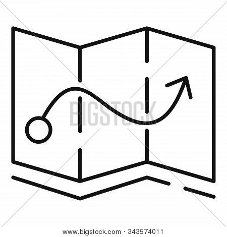 Quest Route Map Icon. Outline Quest Route Map Vector Icon For Web Design Isolated On White Backgroun
