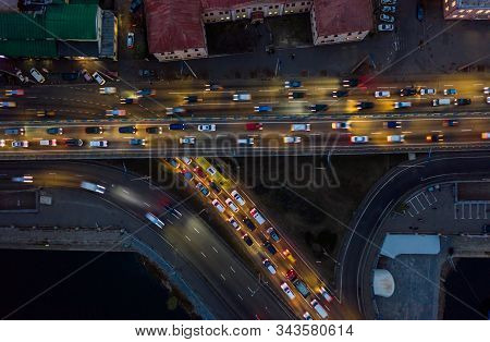 Rising Drone Shot Reveals Spectacular Elevated Highway, Bridges, Transportation