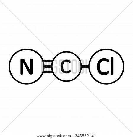 Cyanogen Chloride Molecule Icon On White Background. Vector Illustration.