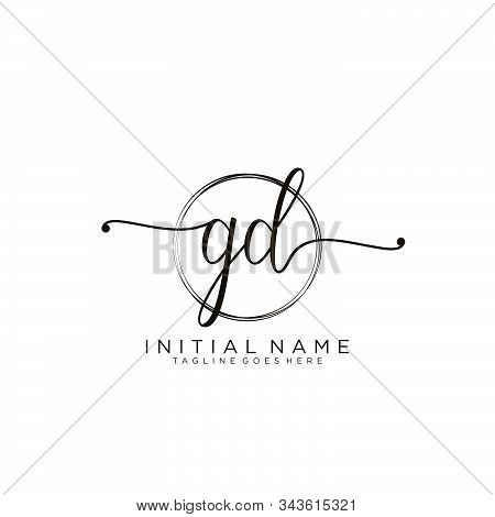 Gd Initial Handwriting Logo With Circle Template Vector.
