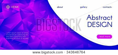 Abstract Geometric Background. Blue Triangular Pattern. Violet Vector Polygon Banner. Network Diamon