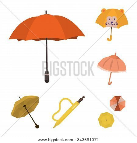 Vector Design Of Umbrella And Rain Sign. Set Of Umbrella And Weather Stock Vector Illustration.
