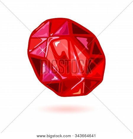 Sparkling Natural Oval Cut Ruby. Blood-red Colored Polished Mineral, Gemstone For Using In Jewelry R