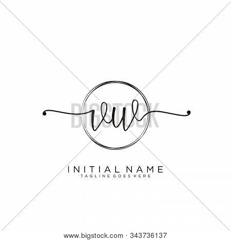 Vw Initial Handwriting Logo With Circle Template Vector.