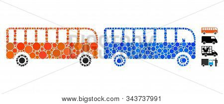 Bus Composition Of Filled Circles In Variable Sizes And Shades, Based On Bus Icon. Vector Filled Cir