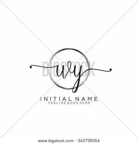 Wy Initial Handwriting Logo With Circle Template Vector.
