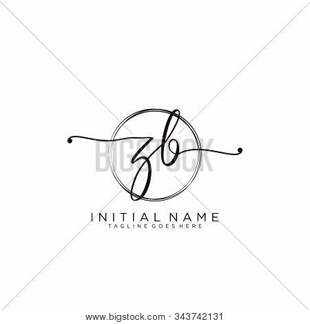 Zb Initial Handwriting Logo With Circle Template Vector.