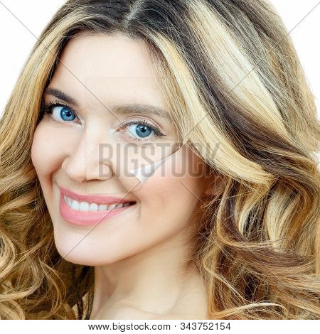 Layer With Clean Skin Unstick From Good Healthy Skin With Makeup. Isolated On White.