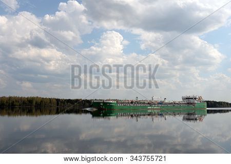 Sheksna, Russia - May 10, 2019:oil Tanker 
