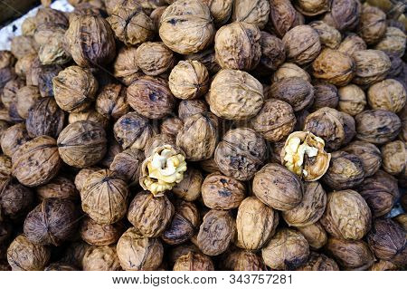 Walnuts At A Street Market
