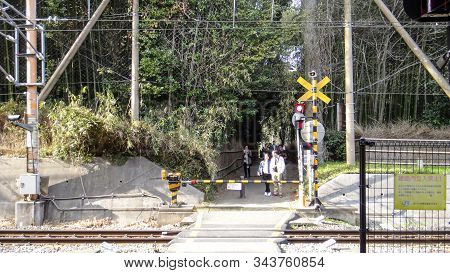 Kyoto, Japan - Mar 11 2016 : Arashiyama District. Arashiyama Is A Nationally Designated Historic Sit