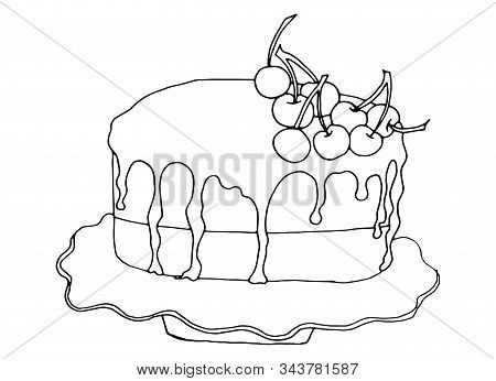 Cherry Chocolate Cake Icon. Isometric Of Cherry Chocolate Cake Vector Icon For Web Design Isolated O