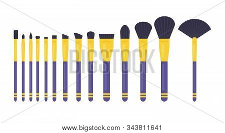 Makeup Brushes Set Vector Icon Flat Isolated Illustration
