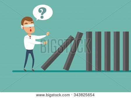 Domino Effect - Business Concept . Vector Flat Design Illustration.