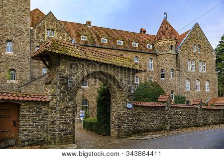 19th Century Neo Romanesque Stone Clervaux Abbey, Monastery Of Saint-maurice And Saint-maur Benedict