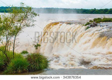 Devil's Throat At Iguazu Falls, One Of The World's Great Natural Wonders, On The Border Of Argentina